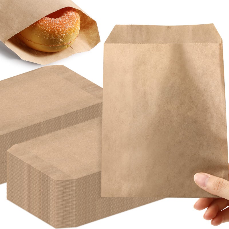 Outus 1000 Pcs Mini Flat Kraft Paper Bags Natural Treat Popcorn Party Favor Silverware Envelope Merchandise Bags for Cookies Desserts Snacks Sandwiches Chocolate Candy 5 x 7 Inch